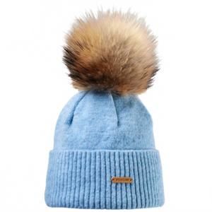 NEW STARLING HATS women's tristano faux fur pom beanie hat in wine